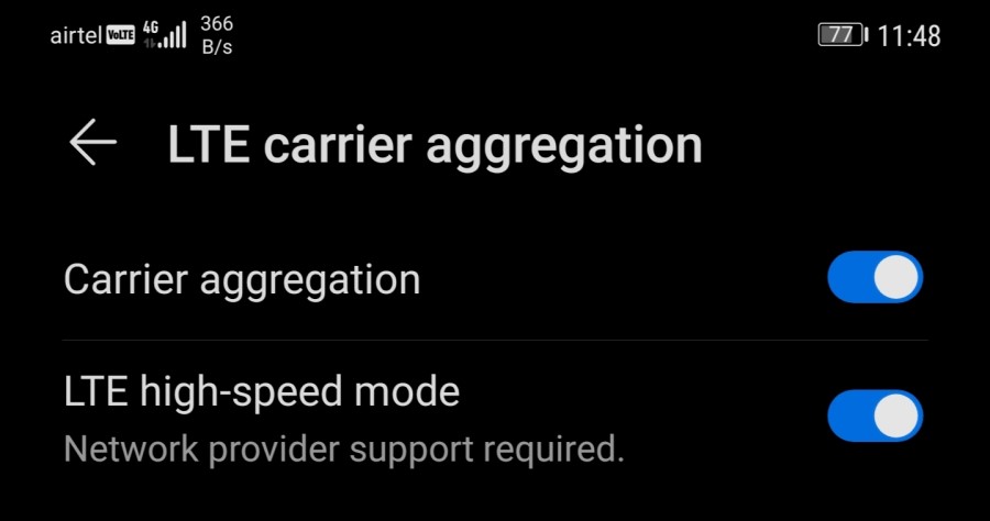 LTE carrier aggregation page