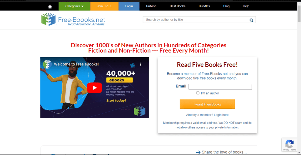 Free Ebooks website screenshot