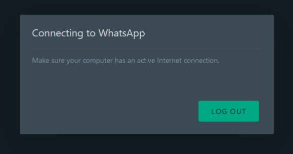 WhatsApp is down Desktop error message