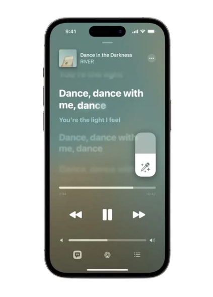 Apple Music Sing volume slider